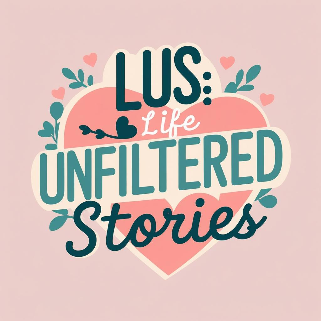 teal and pink pastel logo with heart decoration